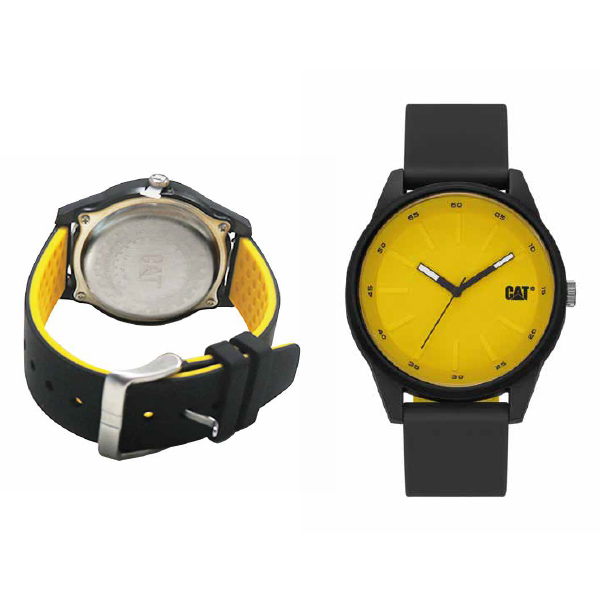 Reloj Pulsera Cuadrante Amarillo (Malla Bicolor Negro/Amarillo)